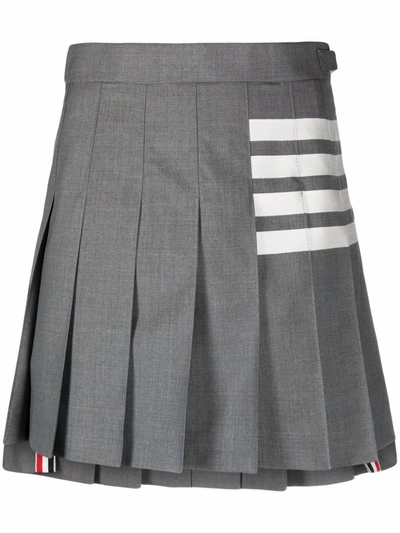 Shop Thom Browne 4-bar Stripe Pleated Skirt In Grau