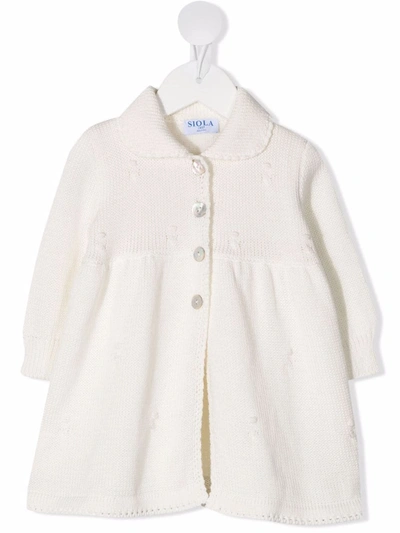 Siola Elvira Collared Knitted Coat In Neutrals
