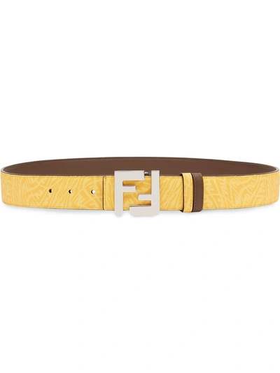 Shop Fendi Ff-buckle Belt In Yellow