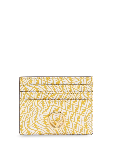 Shop Fendi Ff Vertigo Logo Cardholder In Yellow