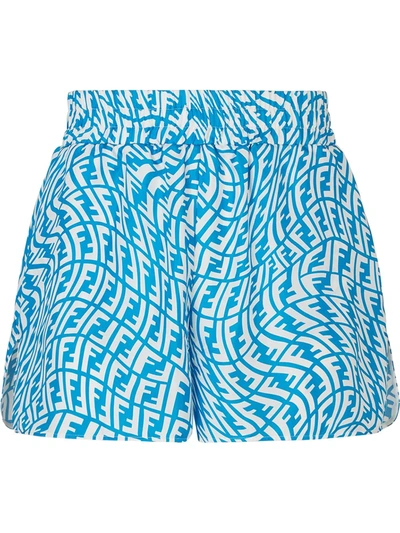 Shop Fendi Ff Vertigo Print Bermuda Shorts In Blue