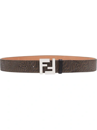 Shop Fendi Ff-buckle Belt In Brown