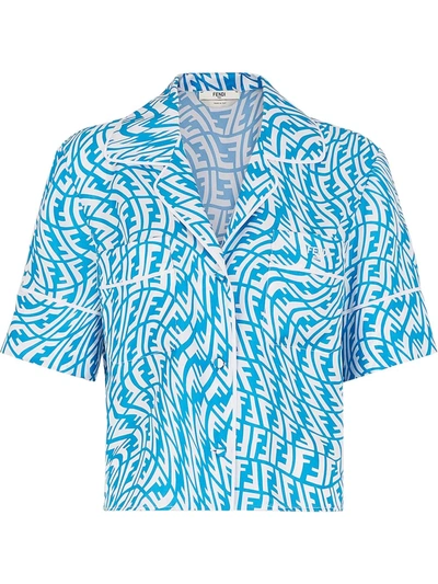 Shop Fendi Ff-logo Two-piece Pajama Set In Blue