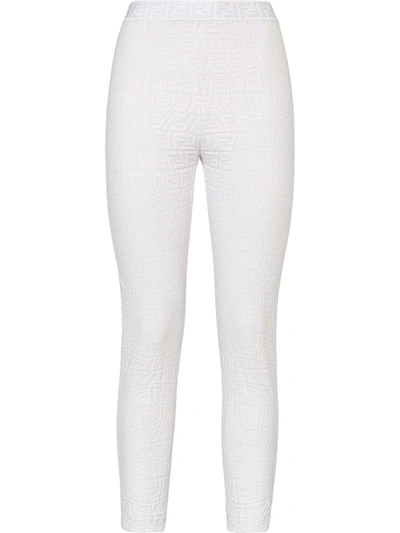 Shop Fendi Ff-motif High-waisted Leggings In White