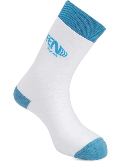 Shop Fendi Ff Fish-eye Motif Ankle Socks In White