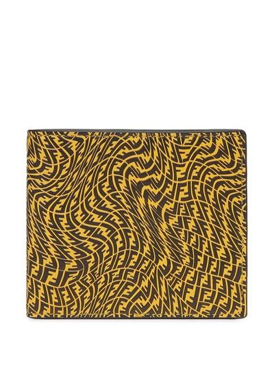 Shop Fendi Ff Vertigo Pattern Print Wallet In Yellow