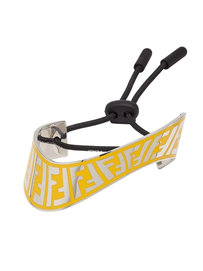 Shop Fendi Ff Logo Bracelet In Yellow