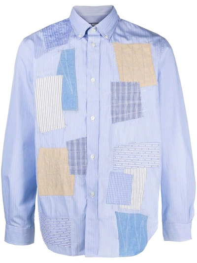 Shop Junya Watanabe Patchwork Button-down Shirt In Blue