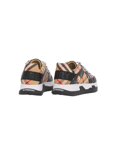Shop Burberry Vintage Check Floral-print Sneakers In Black