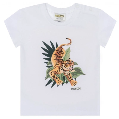 Shop Kenzo T-shirt Boys Tiger Print Size: 3 Years, In White