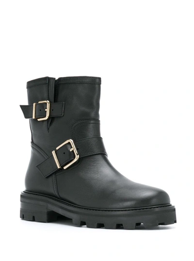 Shop Jimmy Choo Black Leather Ankle Boots