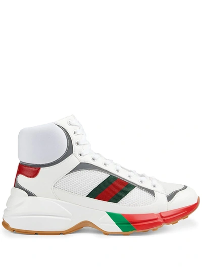 Shop Gucci Rhyton High-top Sneakers In Weiss