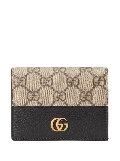 Shop Gucci Gg Marmont Card Case Wallet In Brown ,black
