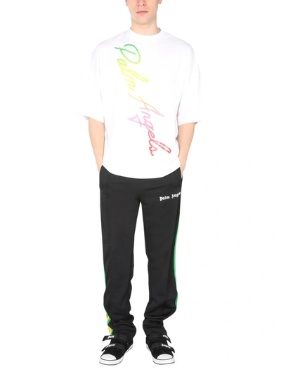 Shop Palm Angels T-shirt With Miami Logo Print In White