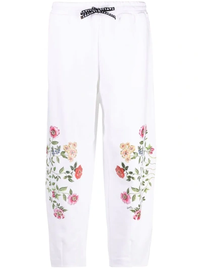 Shop Vivetta Floral-print Drawstring Trousers In Weiss