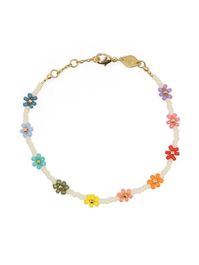 Shop Anni Lu Flower Power Beaded Bracelet In Weiss