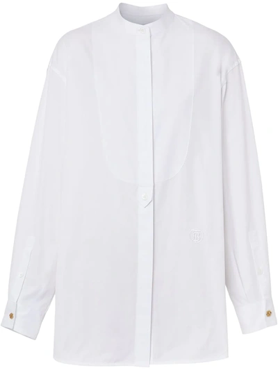 Burberry Monogram-motif Cotton Shirt In Weiss