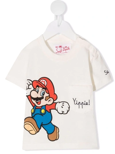 Shop Mc2 Saint Barth Mario-print Embroidered T-shirt In 白色