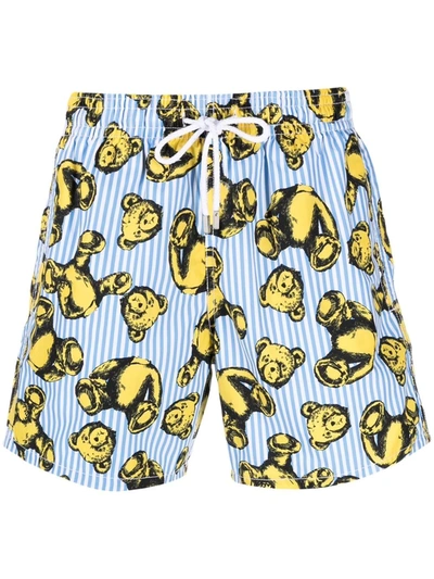 Palm Angels X Vilebrequin Teddy Bear-print Swim Shorts In 蓝色 | ModeSens
