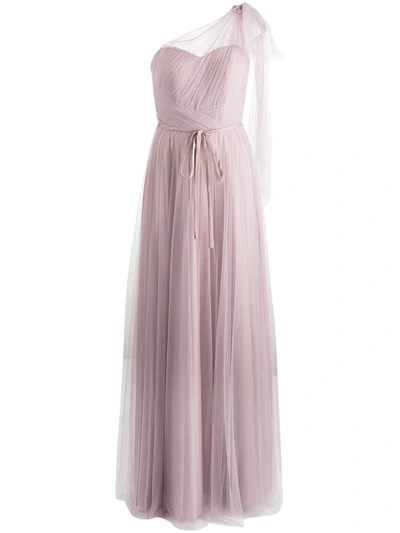Shop Marchesa Notte Bridesmaids One-shoulder Floor-length Gown In Rosa