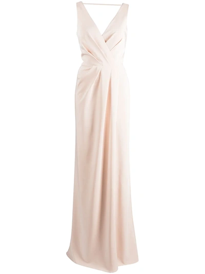 Shop Marchesa Notte Bridesmaids Cowl-back Floor-length Gown In Rosa