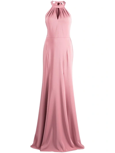 Shop Marchesa Notte Bridesmaids Keyhole-detail Floor-length Gown In Rosa