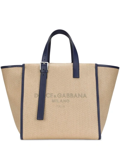 Shop Dolce & Gabbana Logo-print Tote Bag In Nude