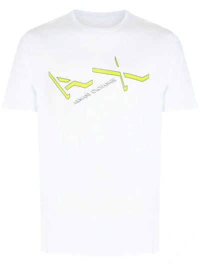 Shop Armani Exchange Logo-print Cotton T-shirt In Weiss