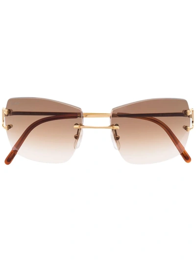 Cartier Gradient-lens Square Sunglasses In Gold