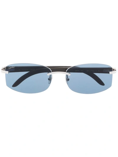 Shop Cartier C Décor Rectangle-frame Sunglasses In Nude