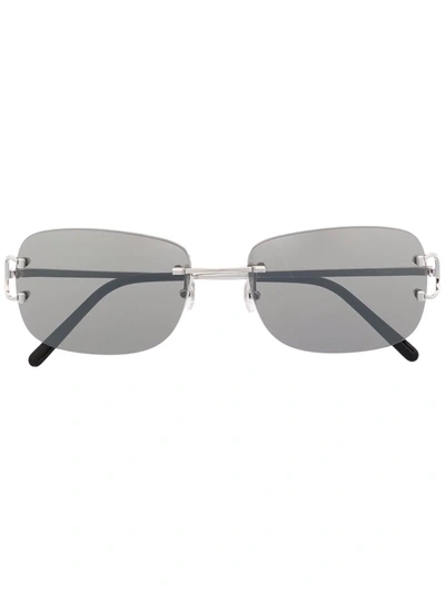 Shop Cartier Frameless Rectangle Sunglasses In Silber