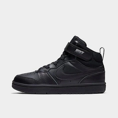 Shop Nike Little Kids' Court Borough Mid 2 Casual Shoes In Black/black-black