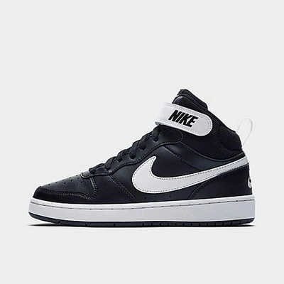Shop Nike Big Kids' Court Borough Mid 2 Casual Shoes In Black/white