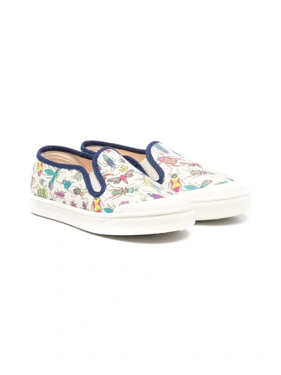 Pèpè Dinosaur Print Slip-on Sneakers In White