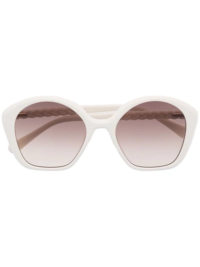 Shop Chloé Gradient-lens Braided Sunglasses In White