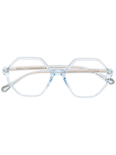Shop Chloé Hexagonal-frame Glasses In Blue