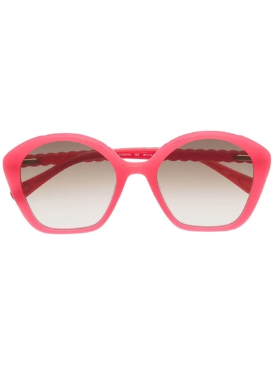 Shop Chloé Oversize Braided Frame Sunglasses In Pink