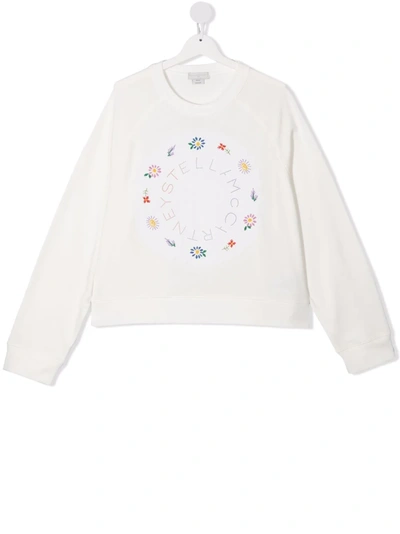 Shop Stella Mccartney Stella Logo Floral-embroidered Sweatshirt In White