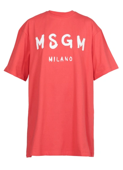 Shop Msgm Dresses Red In Strawberry Red