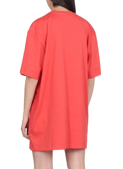 Shop Msgm Dresses Red In Strawberry Red