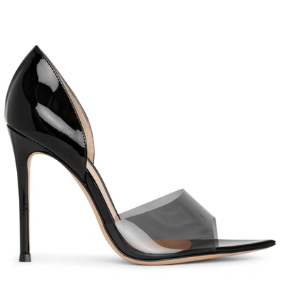 Shop Gianvito Rossi Bree 105 Patent Black And Pvc Pumps