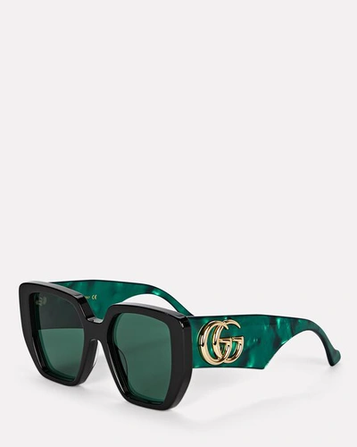 Shop Gucci Oversized Geometric Sunglasses In Green