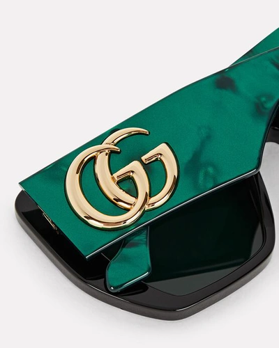 Shop Gucci Oversized Geometric Sunglasses In Green
