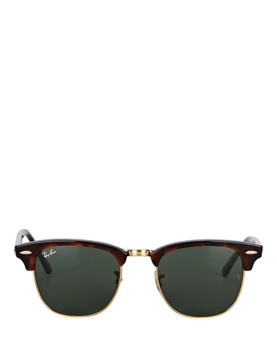 Shop Ray Ban Clubmaster Round Sunglasses In Brown