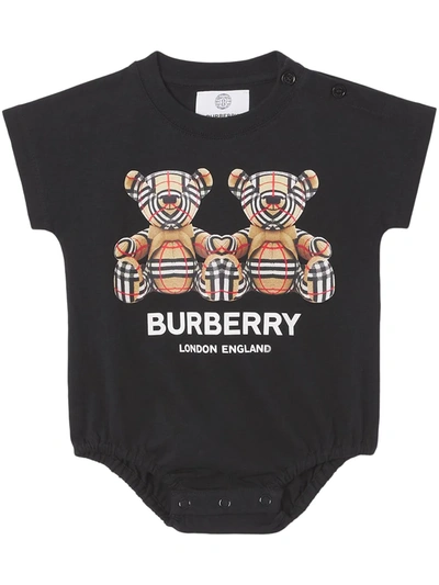 Shop Burberry Four-piece Thomas Bear-print Babygrow Set In White