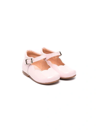 Shop Clarys Buckle-fastening Leather Ballerinas In 粉色