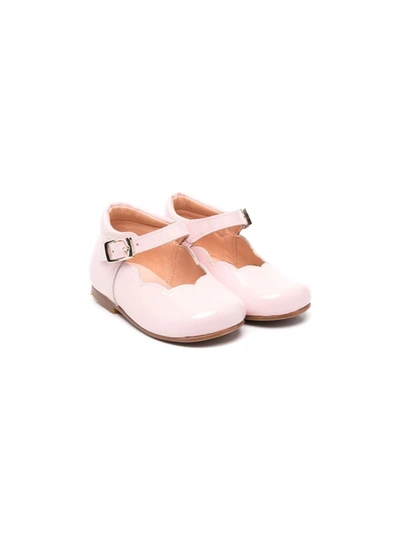 Clarys Buckle-fastening Leather Ballerinas In 粉色