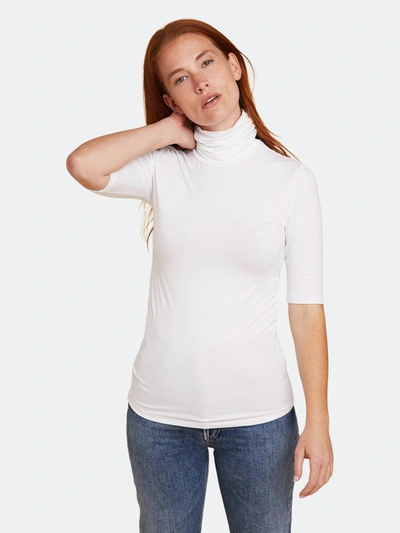 Shop Majestic Soft Touch Elbow Sleeve Turtleneck In White