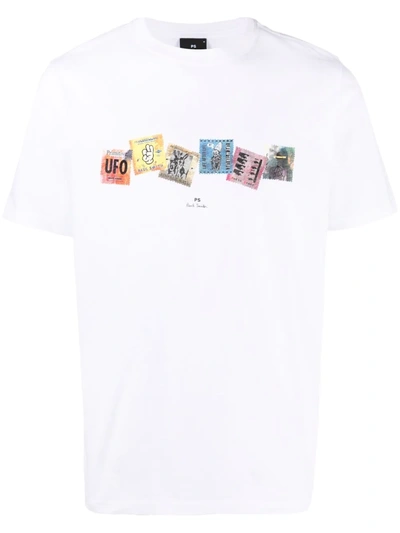 Shop Ps By Paul Smith Stamp Print T-shirt In Weiss