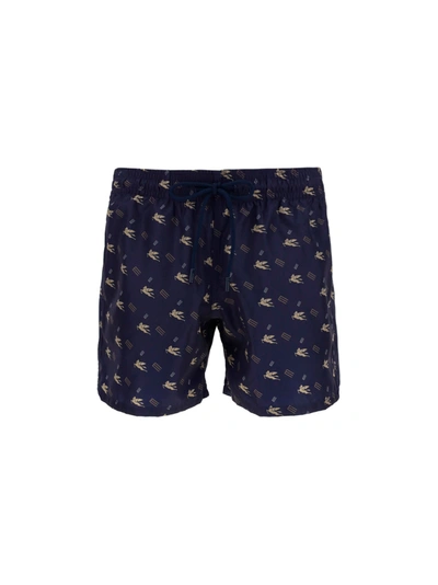 Shop Etro Men's Blue Polyamide Trunks